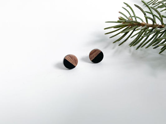 Wood + Resin Earrings - Black