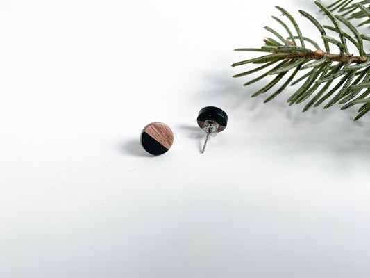 Wood + Resin Earrings - Black
