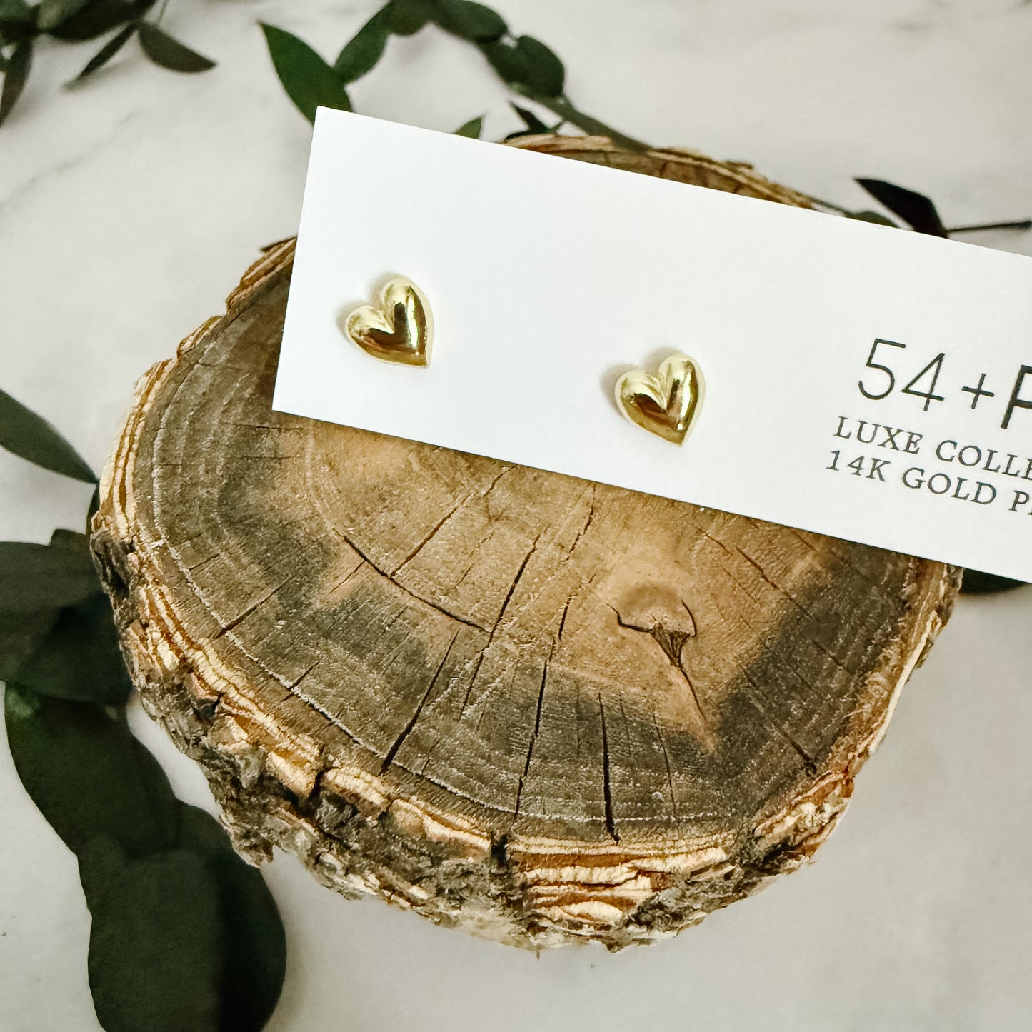 Dainty Heart Stud Earrings | 14K Plated Gold