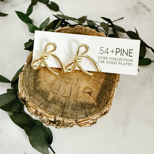 Vintage Bow Earrings | 14K Plated Gold